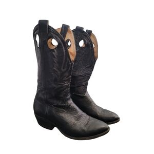 TONY LAMA Vintage Black Western Leather Cowboy Boots Womens Size 8.5